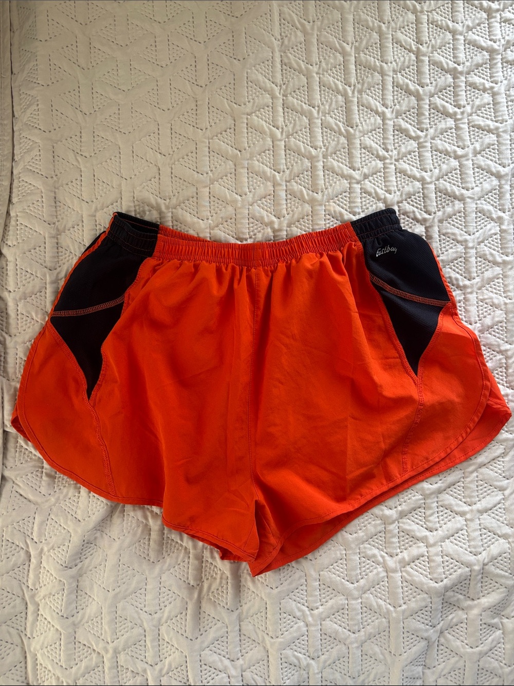 Orange Athletic Running Shorts with Black Side Panels